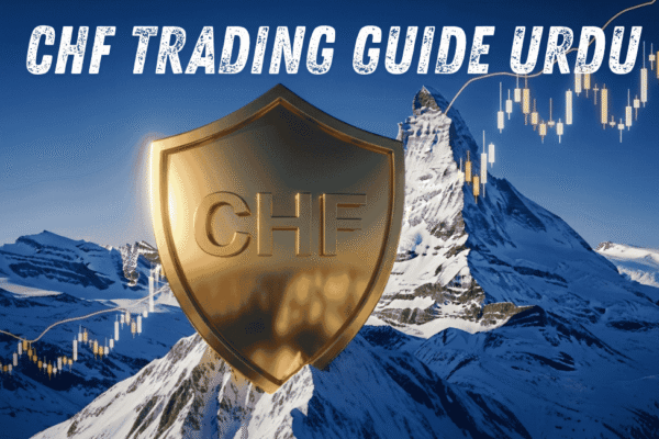 CHF Trading Guide Urdu showing Swiss Franc price movement and forex charts