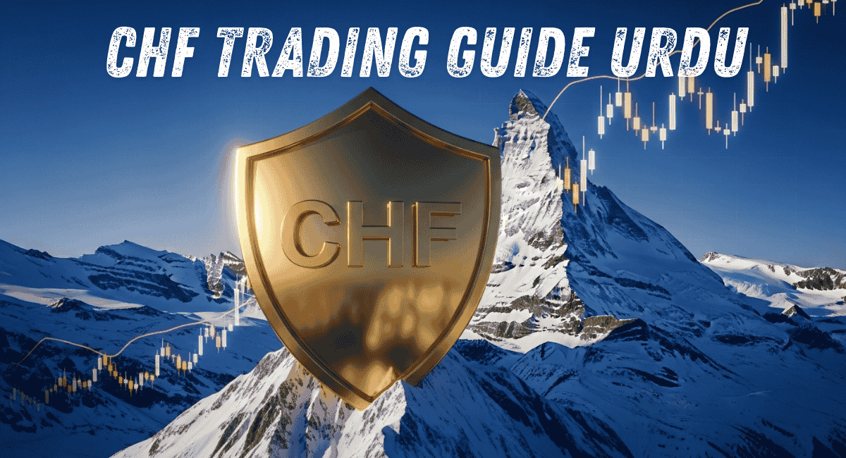 CHF Trading Guide Urdu showing Swiss Franc price movement and forex charts