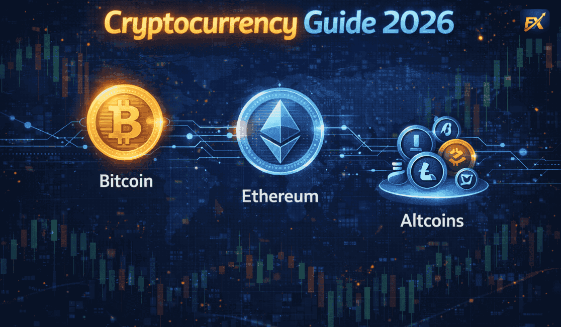 Cryptocurrency guide Urdu basics explained with Bitcoin and blockchain visuals