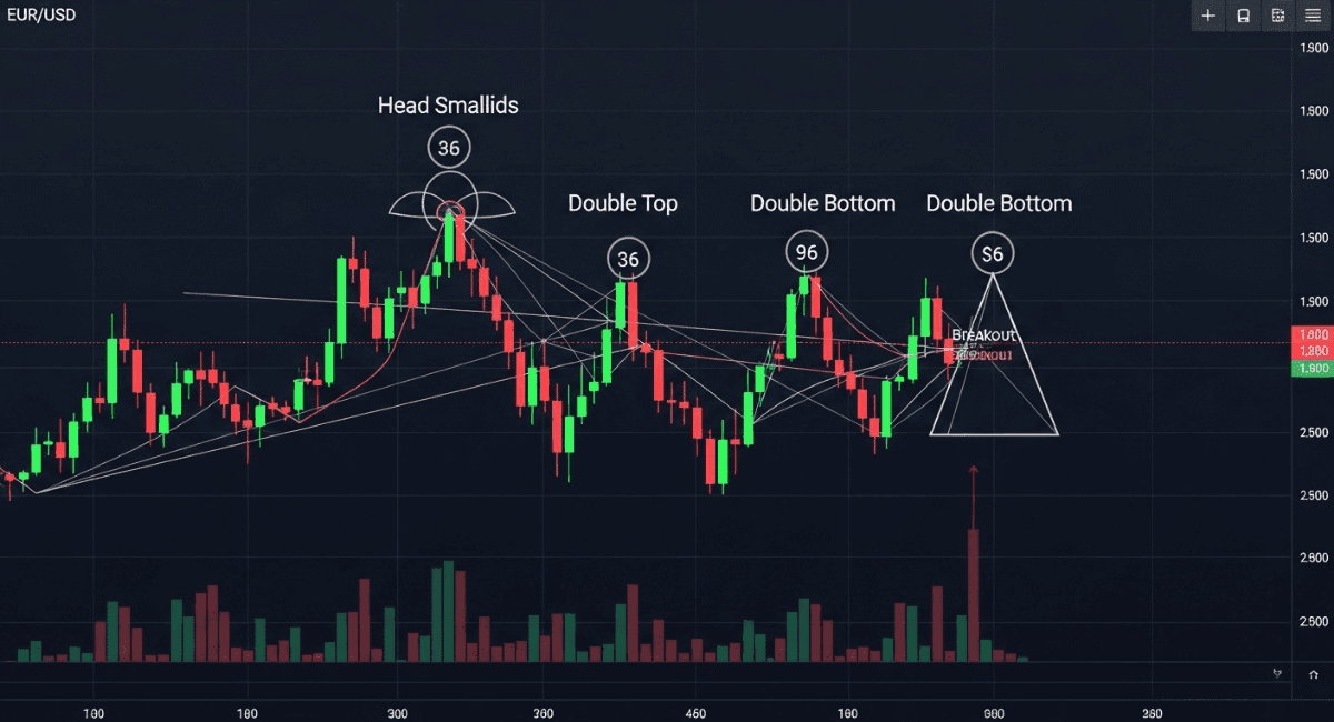 Forex chart patterns illustrated with candlestick technical analysis