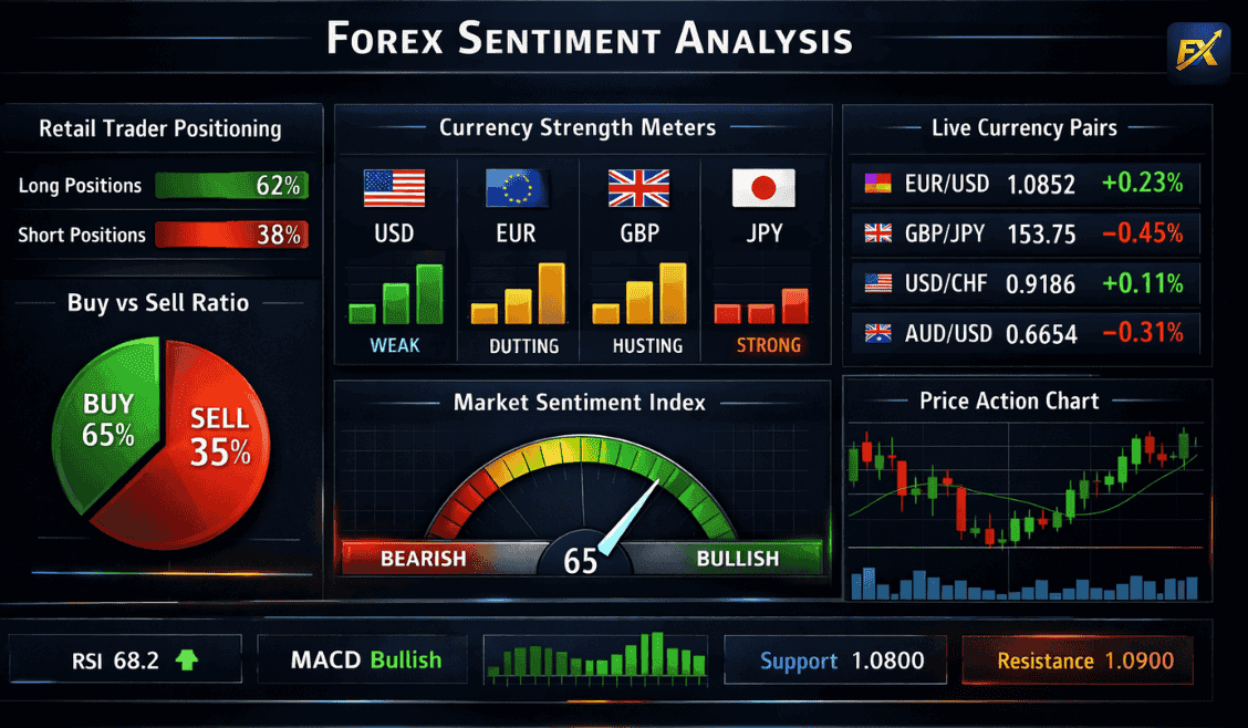 Forex sentiment Guide analysis guide showing buy and sell ratios
