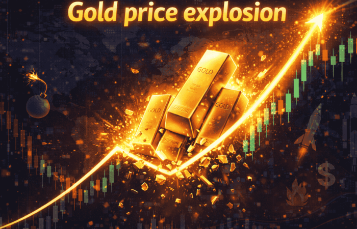 Gold price explosion showing bullish breakout and strong upward momentum