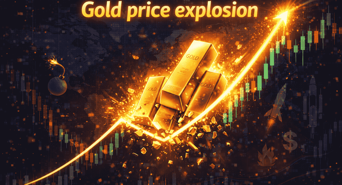 Gold price explosion showing bullish breakout and strong upward momentum