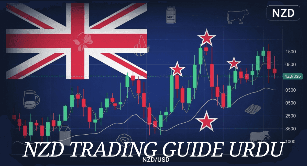 NZD trading guide Urdu showing NZD USD forex price movements