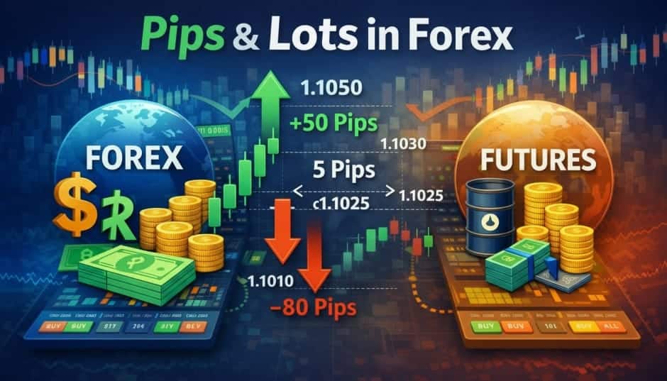 Pips and Lots in Forex explained with charts
