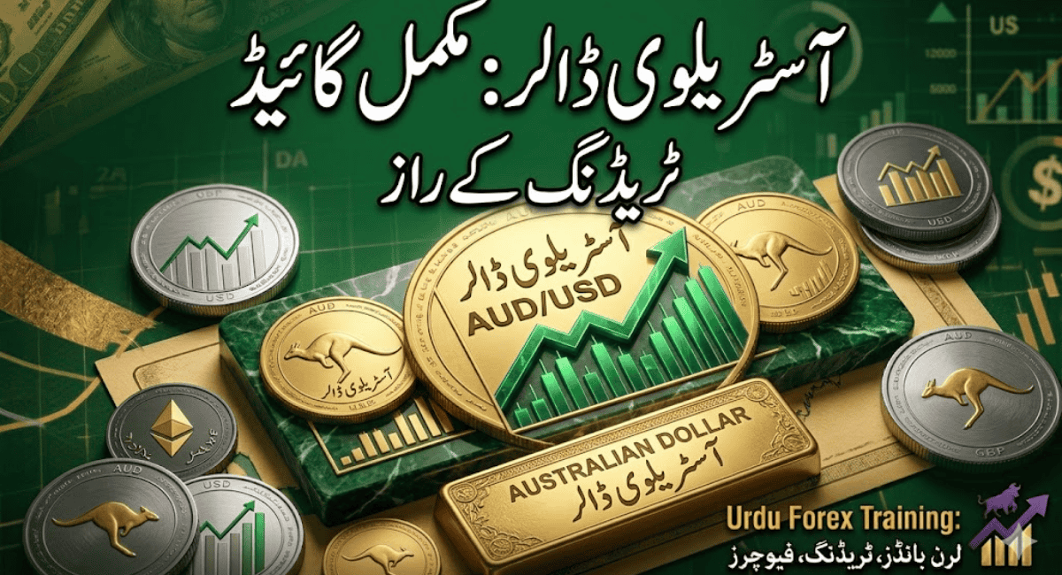 AUD trading guide Urdu showing AUD USD forex price movement