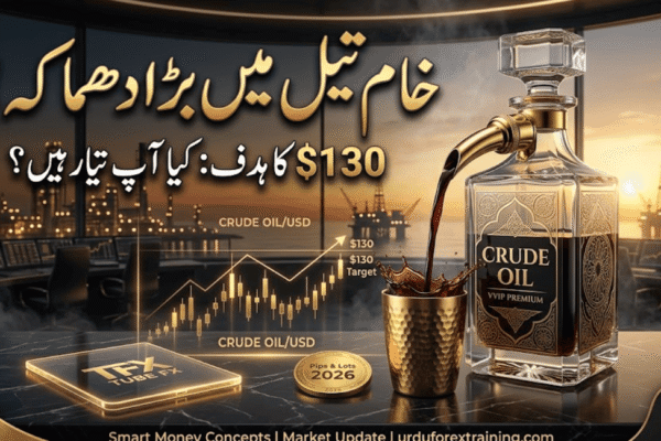 Crude oil market update Urdu showing price movement and global energy trends
