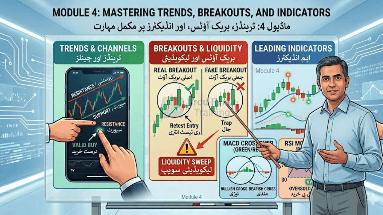 Master Trendlines Channels Urdu 2026 Trendline channels MA MACD RSI
